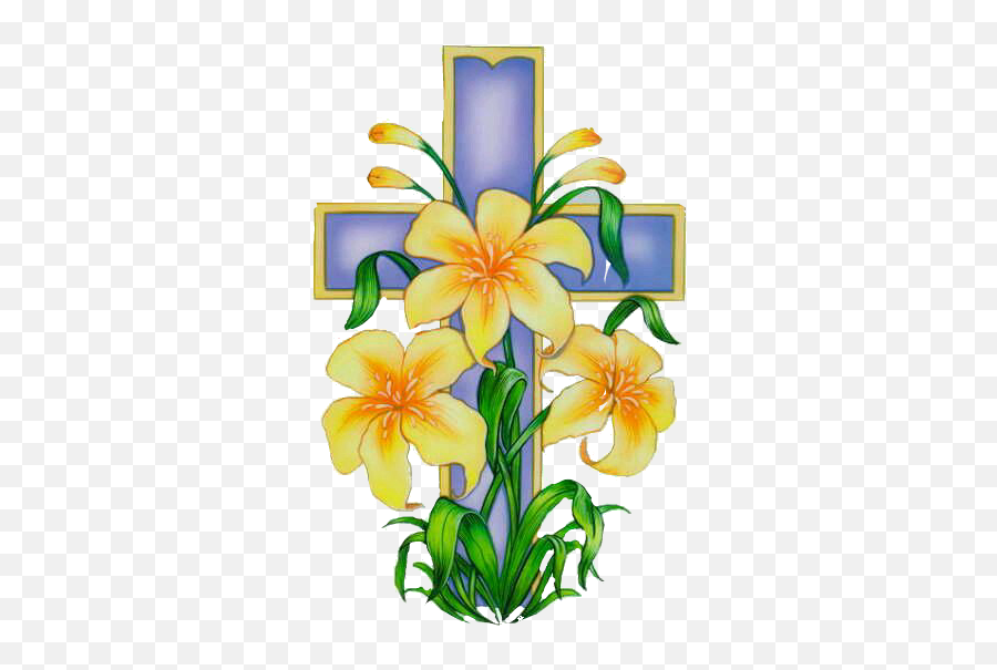 Easter Cross Lilies Sticker By Brandy Birdsong Emoji,Happy Easter Religious Clipart