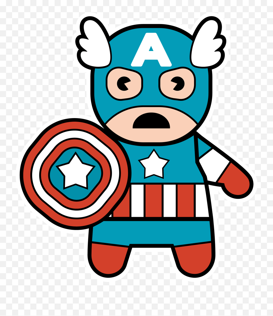 Chibi Superhero Captain America Clipart - Cute Chibi Captin Amirica Emoji,America Clipart
