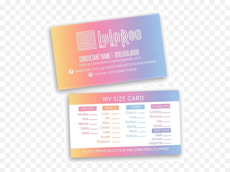 Lularoe Printed Business Cards Make Your Own Business - Horizontal Emoji,Facebook Logo For Business Cards