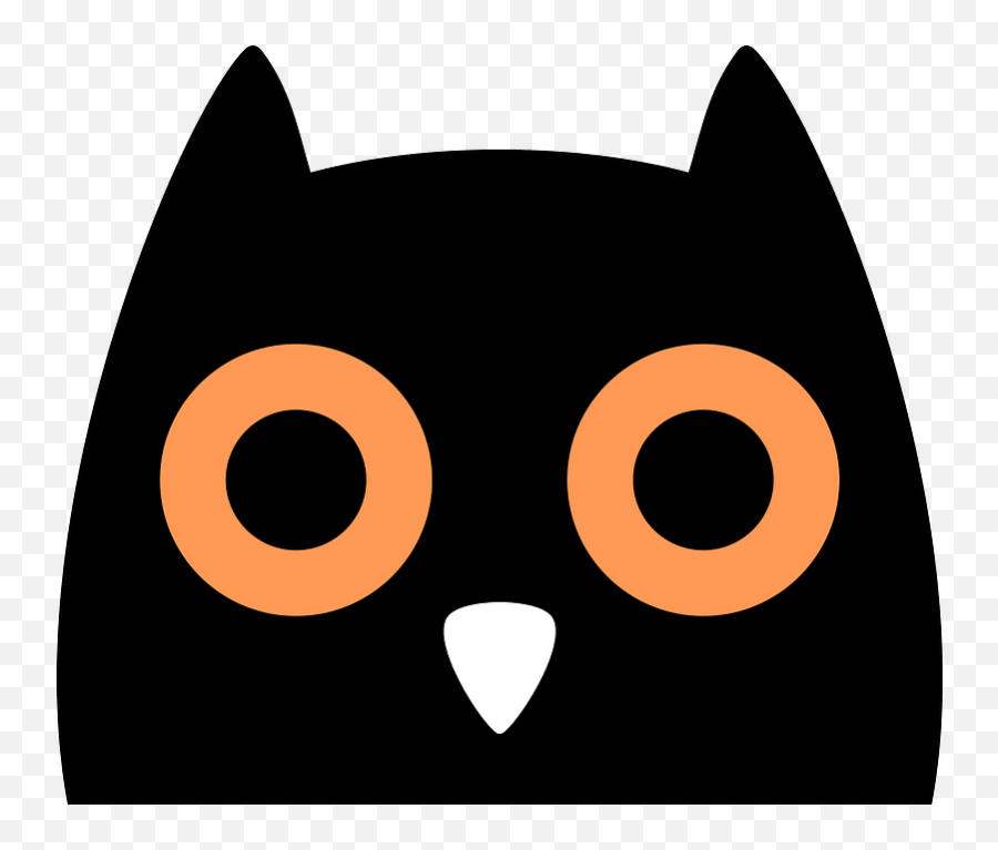Black Owl Face With Orange Eye Rings Clipart Free Download - Owl Face Black Transparent Emoji,Eye Clipart Black And White