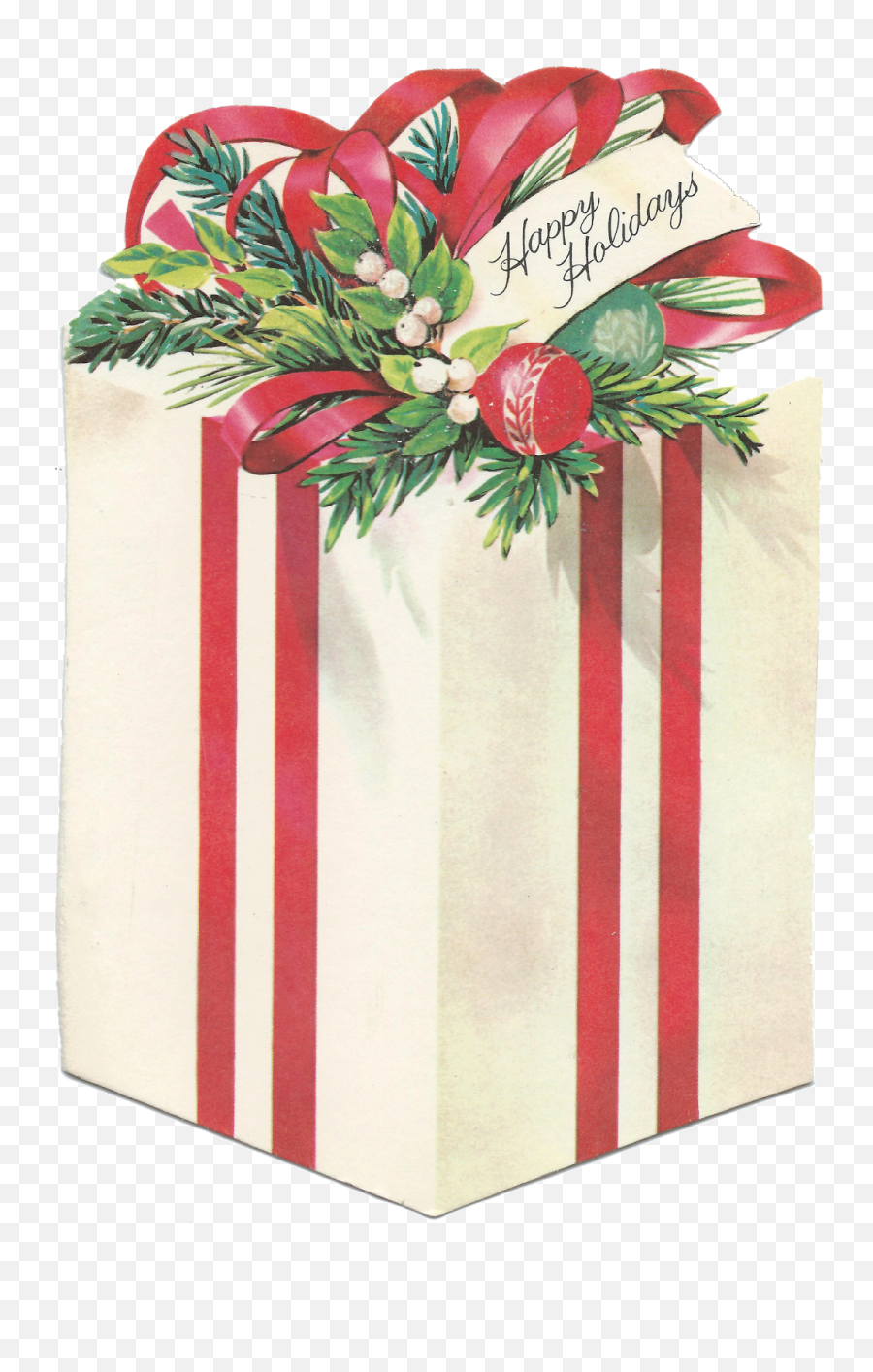 Christmas Gift Clipart - Vintage Christmas Present Clipart Emoji,Present Clipart