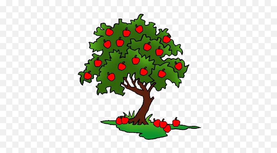 Clip Art - Apple Tree Drawing 444x446 Png Clipart Download Red Apple Tree Clipart Emoji,Tree Drawing Png