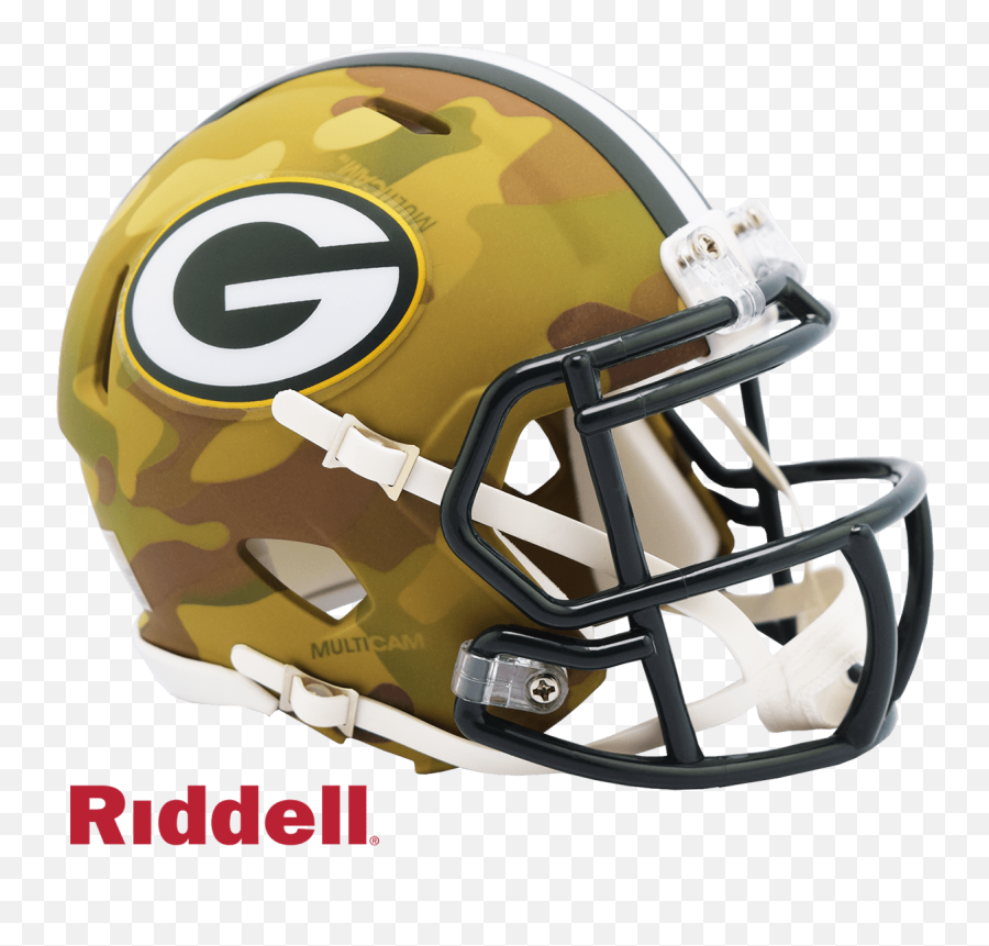 Green Bay Packers - Camo Alternate Speed Riddell Mini Football Eagles Helmet Emoji,Green Bay Packers Logo