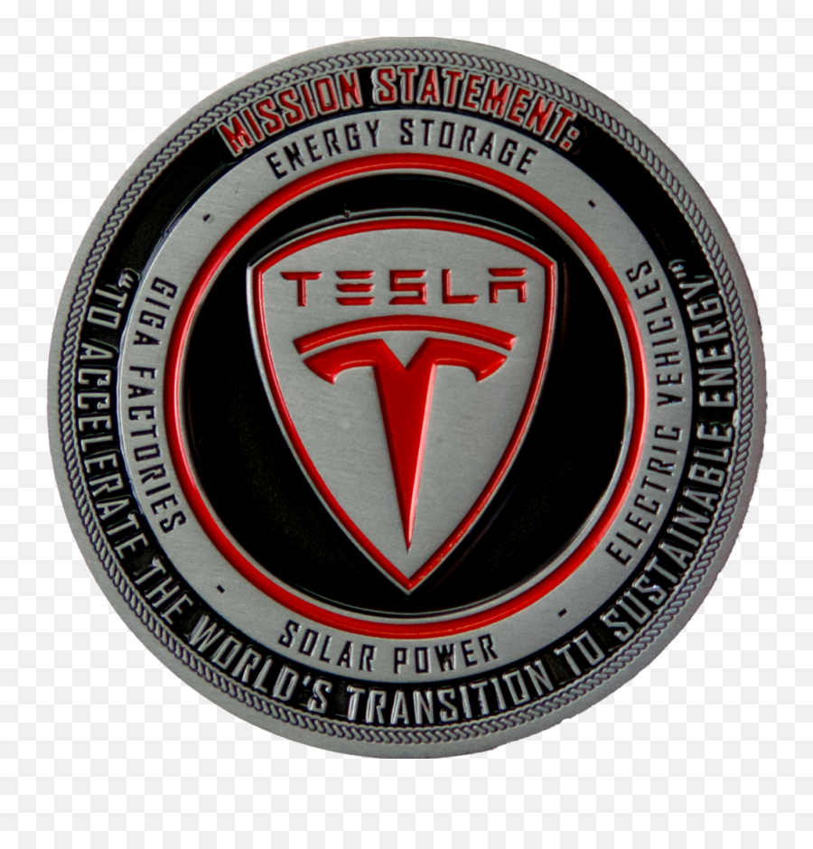 Tesla Bulls Challenge Coin Front Side Featuring The Tesla Emoji,Elon Logo