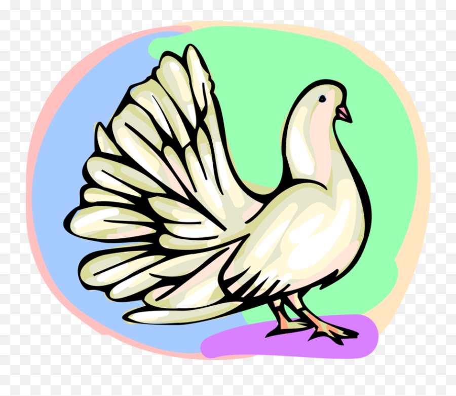 Dove Bird With Fanned Tail Feathers - Vector Image Emoji,White Doves Png