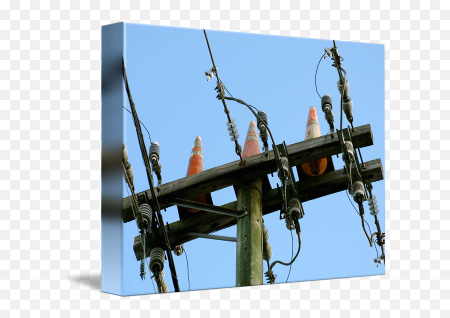 Safety Cones On Telephone Pole By Randi Kuhne Emoji,Telephone Pole Png