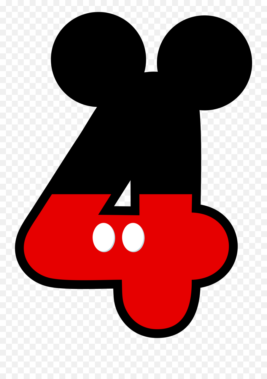 Number 2 Clipart Mickey Mouse Number 2 - Numero 4 Mickey Png Emoji,Mickey Mouse Clipart