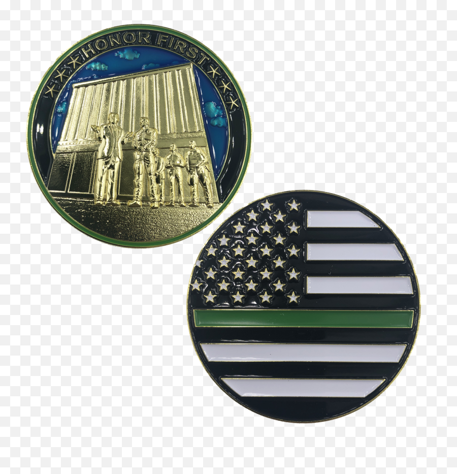 K - 016 Thin Green Line Border Patrol At The Wall Cbp Challenge Coin Emoji,Us Border Patrol Logo