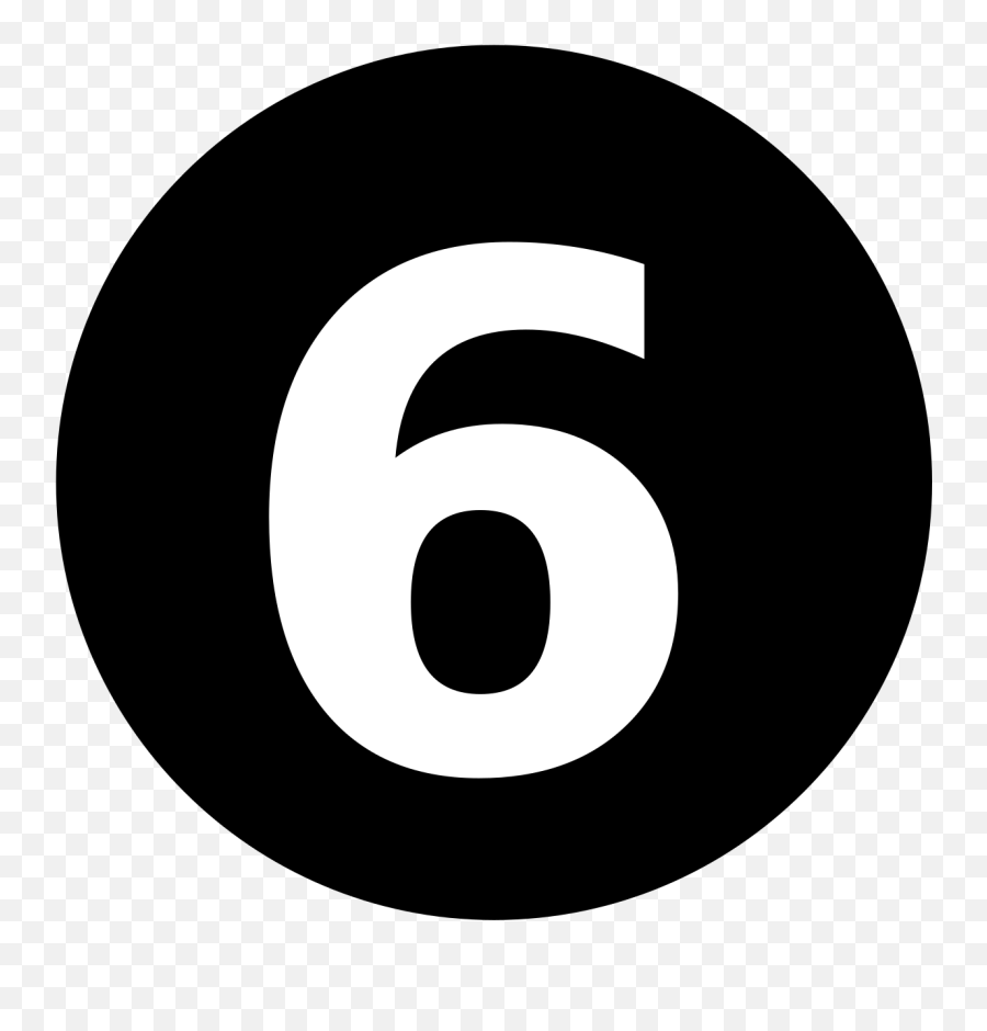 White Numeral 6 Centered Inside Black Circle Svg Vector Emoji,Inside Clipart