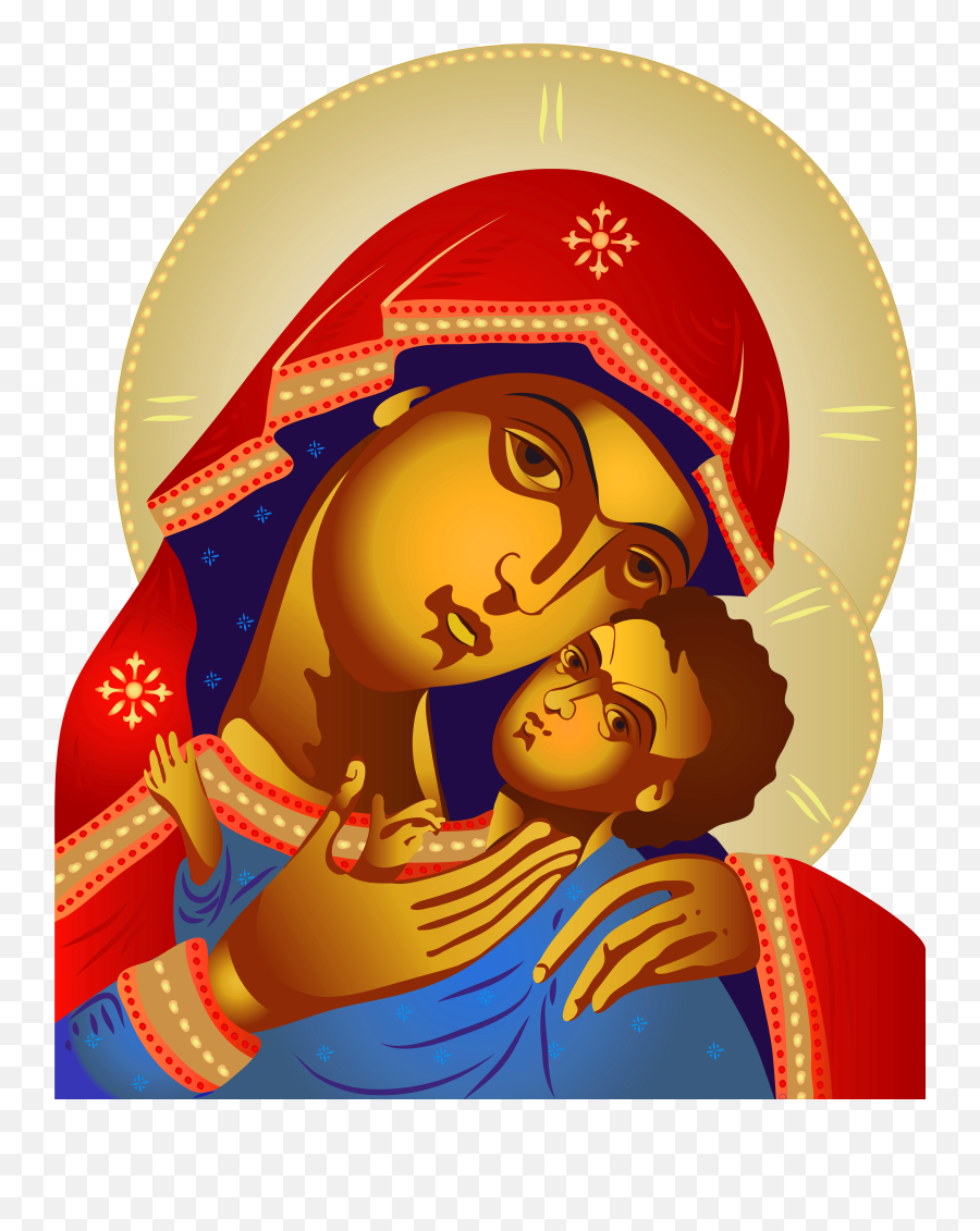 Download Hd Virgin Mary And Baby Jesus Png Clip Art - Virgin Emoji,Bloody Mary Clipart