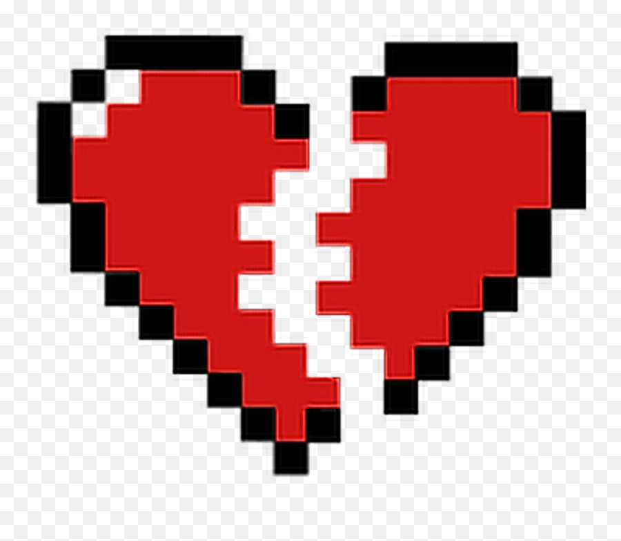Download Hd Red Pixelated Broken Heart Redheart Brokenheart - Broken Pixel Heart Png Emoji,Broken Heart Png