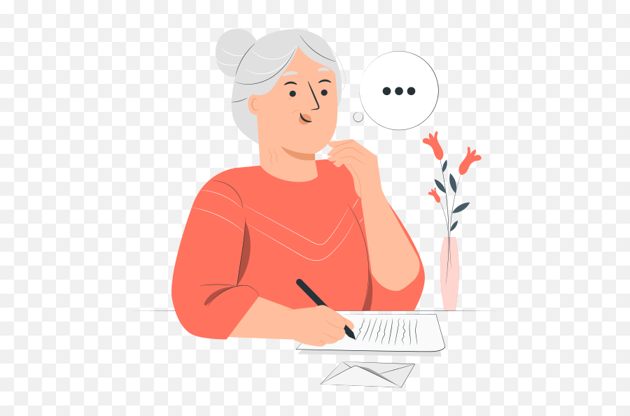 Writing A Letter Customizable Flat Illustrations Rafiki Style Emoji,Elderly Clipart