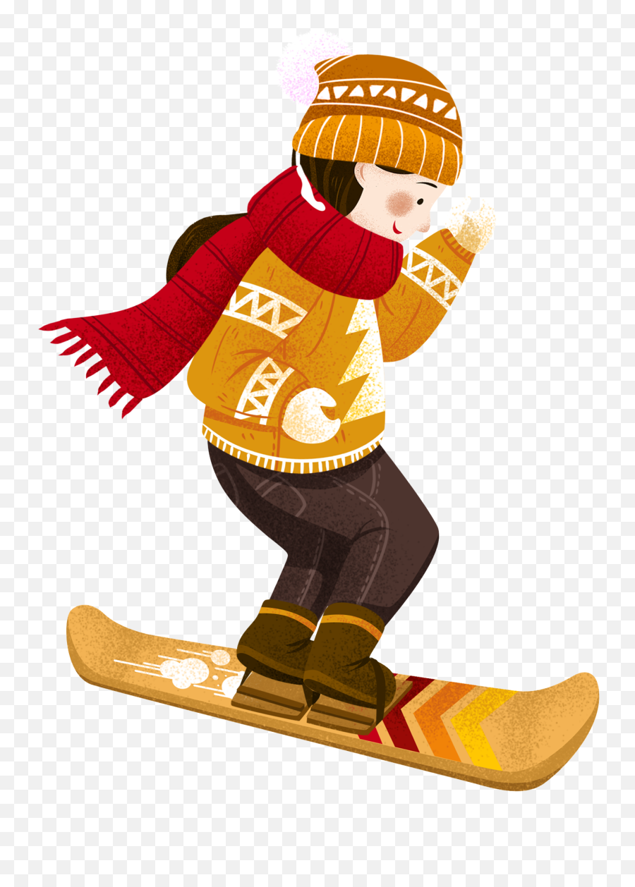 Hand Drawn Cartoon Winter Girl Png And Psd - Nordic Skiing Snowboarder Emoji,Clipart Girl