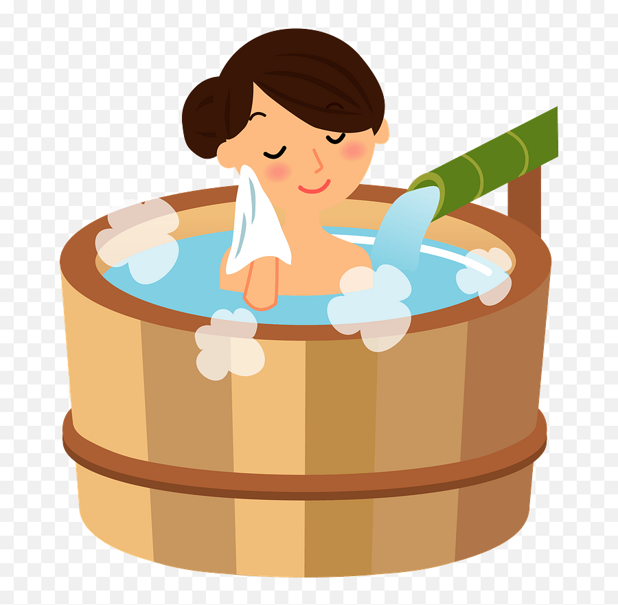 Woman Is Bathing In A Hot Spring Clipart Free Download Emoji,Taking A Bath Clipart