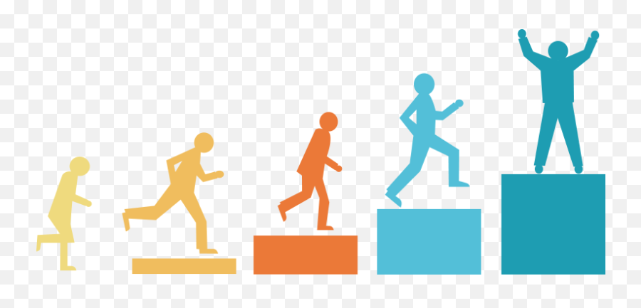 People Running Up Steps To Show High Achievement - Achievement Posters Emoji,People Running Png