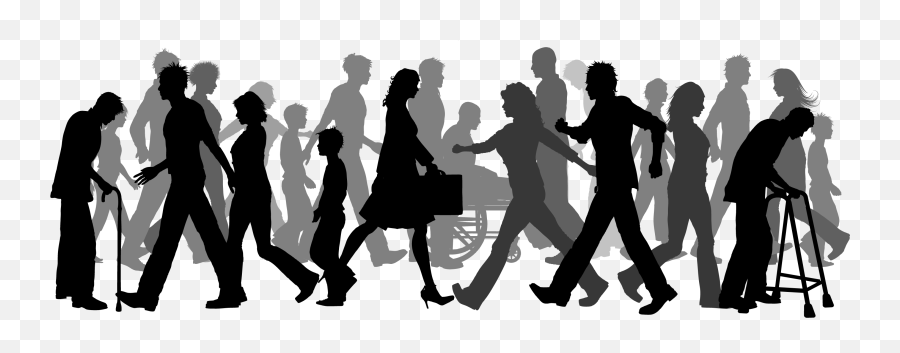 Walking Clip Art - Group Of People Png Download 30001285 Silhouette Crowd Of People Walking Emoji,People Walking Png