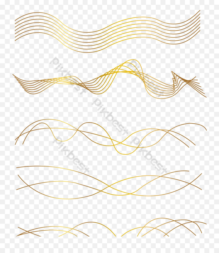 Minimalist Decorative Golden Wavy Lines - Horizontal Emoji,Wavy Lines Png