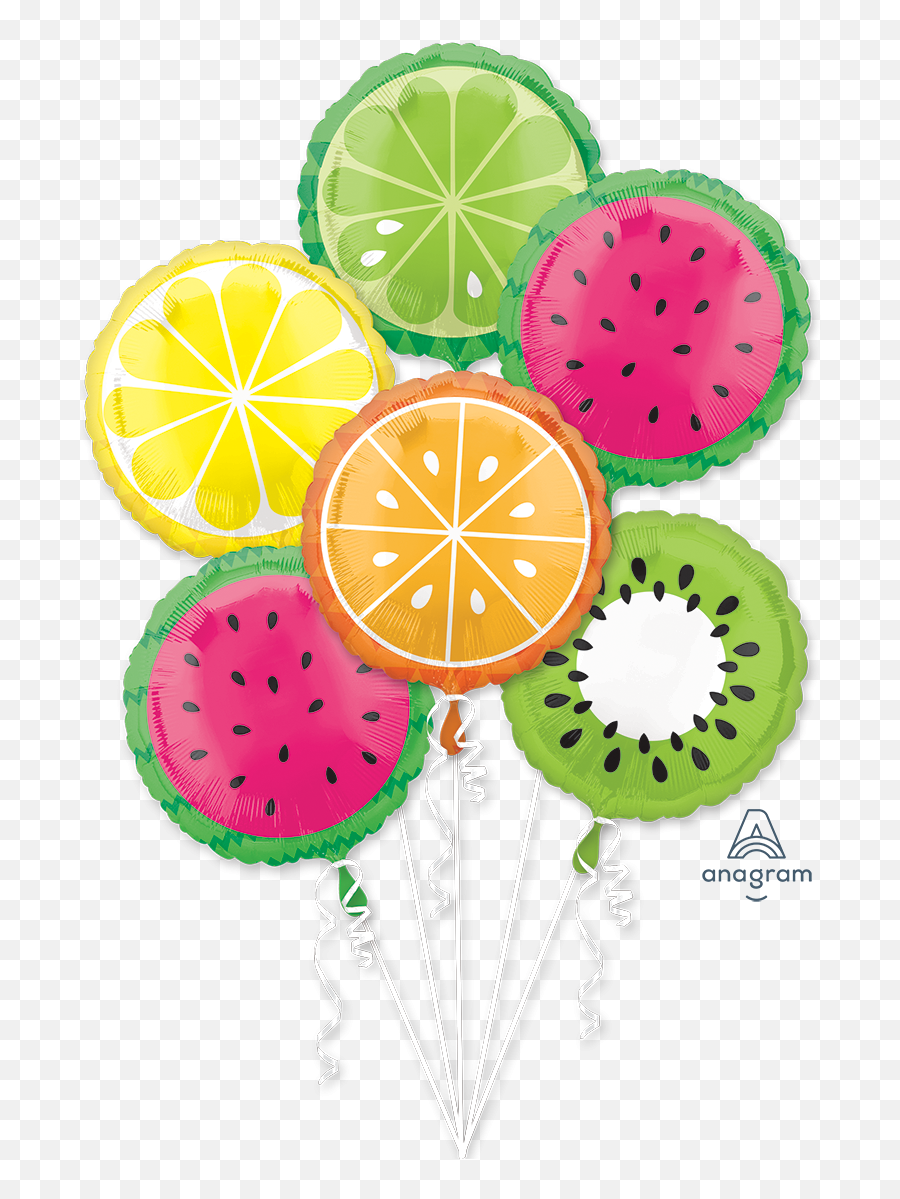 Tropical Fruit Balloon Bouquet - Foil Balloons Fruits Emoji,Pink Balloons Png