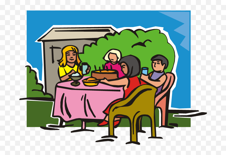 People Eating Together Clipart - Eating Outside Clipart Emoji,Eating Clipart