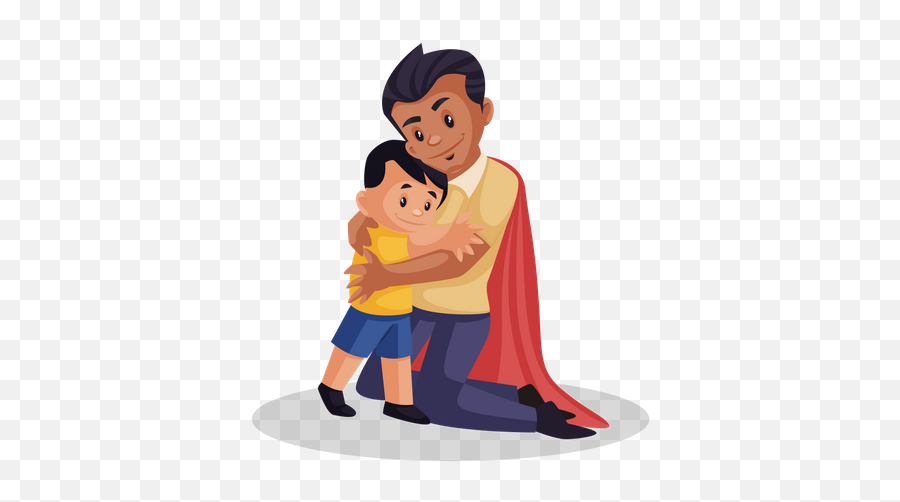 Best Premium Super Dad Is Hugging His Son Illustration Emoji,Kids Hugging Clipart