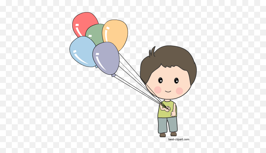 Download Boy Holding Balloons Free Clip - Boy Holding Balloons Png Emoji,Balloons Clipart