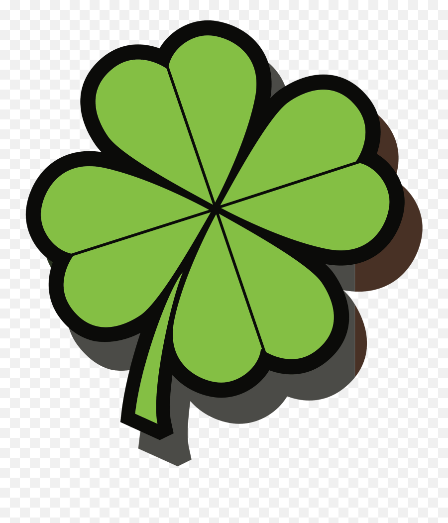 Four Leaf Clover With Shadow Clipart Free Download - Clip Art Emoji,Four Leaf Clover Clipart