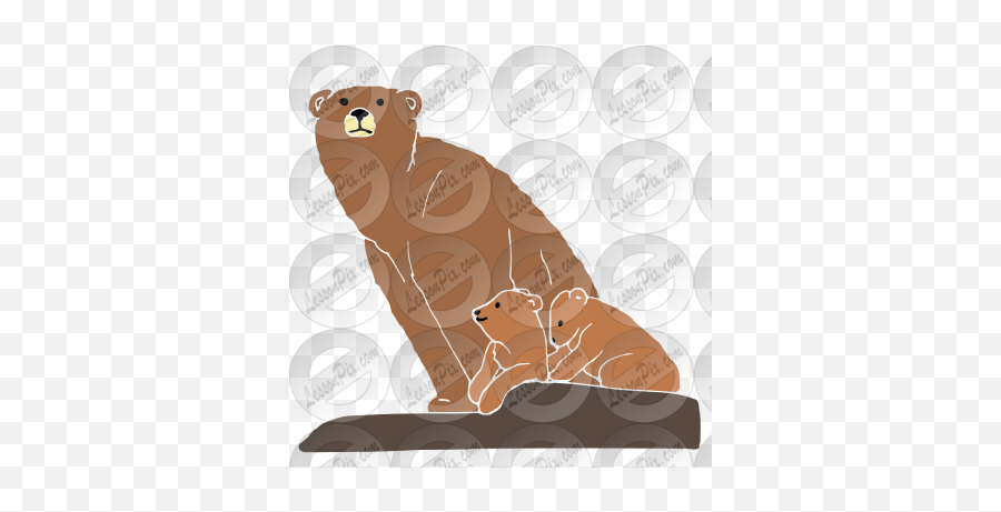 Bear And Cubs Stencil For Classroom - Kodiak Bear Emoji,Cubs Clipart