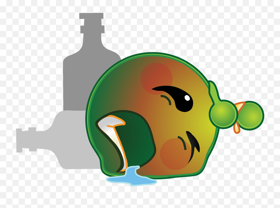 Smiley Green Alien Drunk Wasted Clipart - Smiley Green Alien Drunk Emoji,Wasted Png
