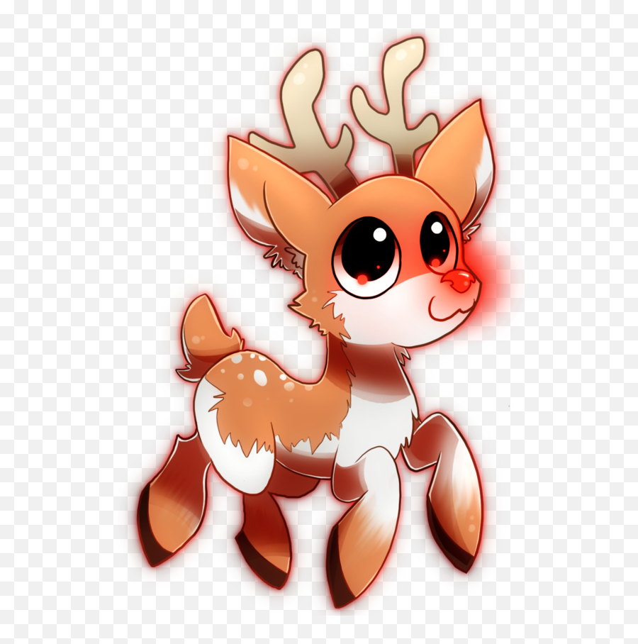 Kawaii Christmas Prints Rudolph - Christmas Chibi Reindeer Emoji,Rudolph The Red Nosed Reindeer Clipart