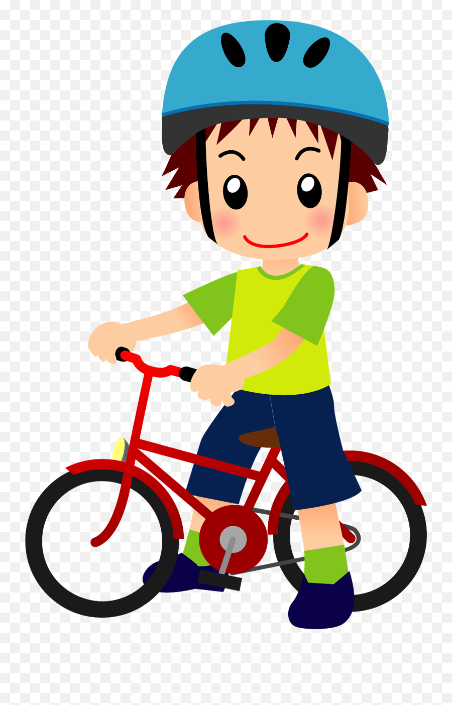 Child Is Riding Their Bicycle Clipart - Boy On Bike Clipart Emoji,Bicycle Clipart