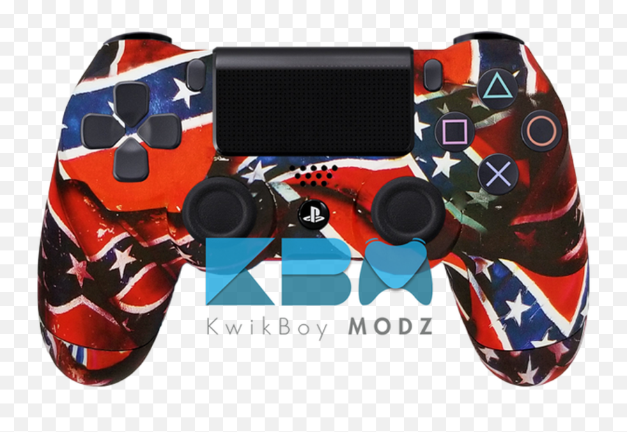 Custom Rebel Flag Ps4 Controller - Red And Black And Blue Controller Ps4 Emoji,Rebel Flag Png