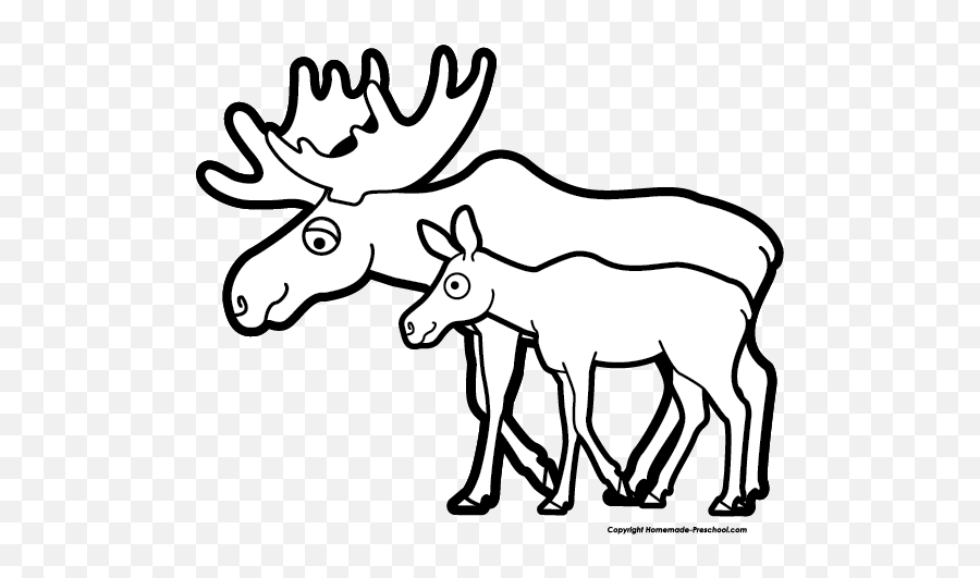 Free Moose Clipart 6 - Clip Art Moose Black And White Emoji,Moose Clipart