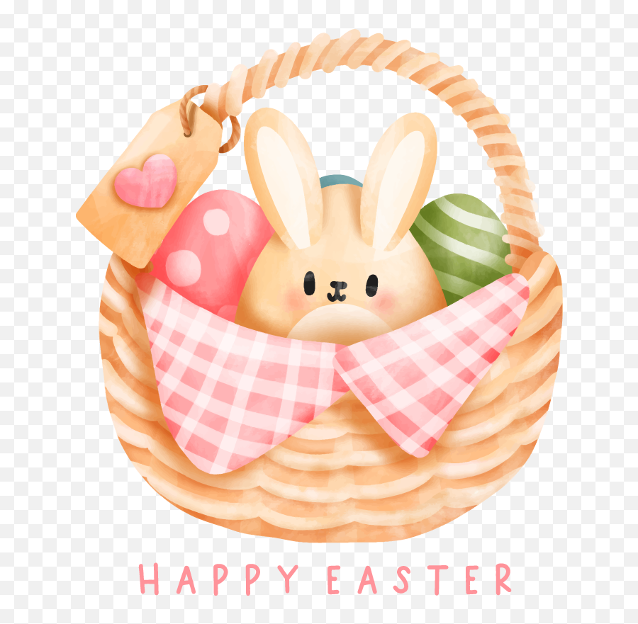 Happy Easter Basket Wall Sticker - Tenstickers Emoji,Easter Egg Basket Clipart