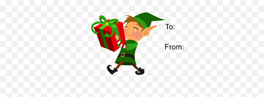 Christmas Gift Clip Art - Cute Elf Clip Art Emoji,Gift Tag Clipart