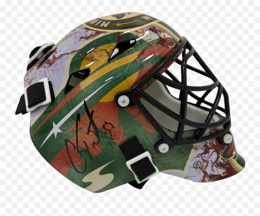 Cam Talbot Autographed Minnesota Wild - Goaltender Mask Emoji,Mn Wild Logo