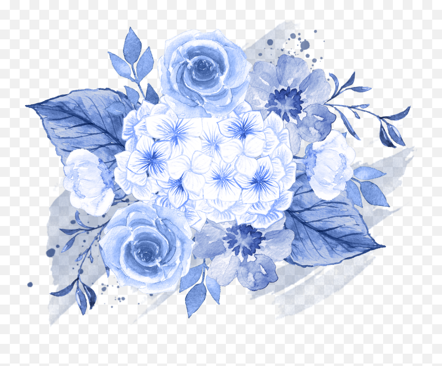 Blue Watercolor Png - Bouquet Vector Blue Flower Wedding Flower White And Blue Png File Emoji,Blue Watercolor Png