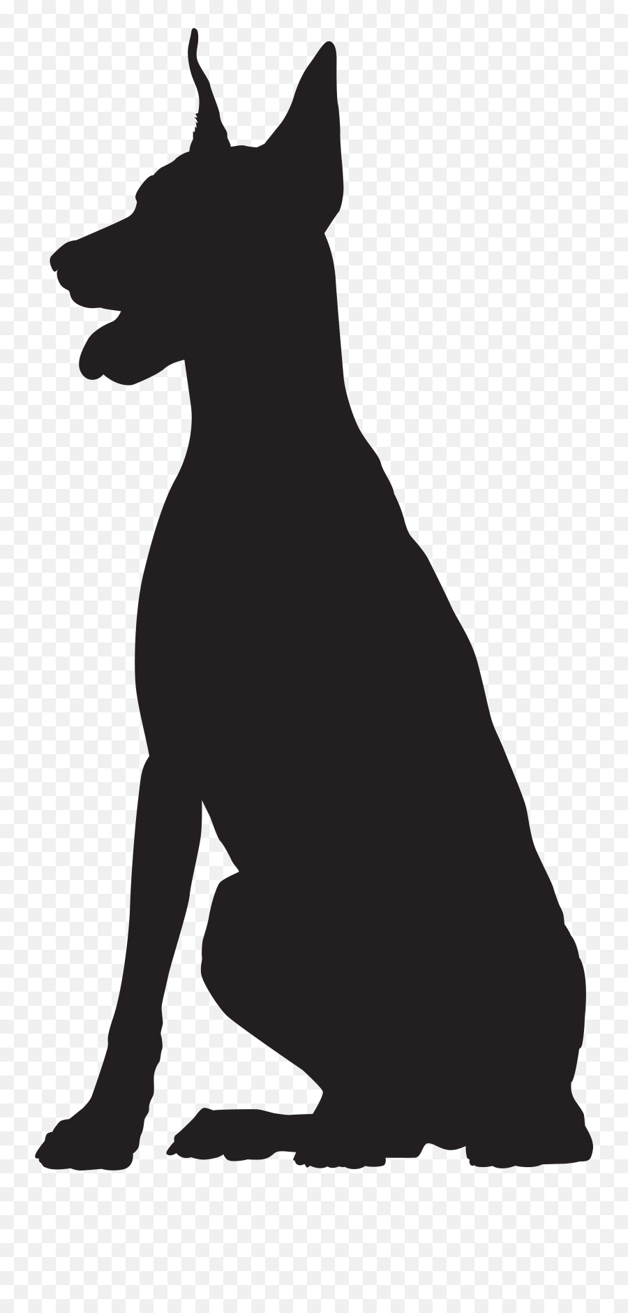 Dog Breed Black And White Snout - Doberman Silhouette Png Dog Silhouette Drawing Emoji,Dog Clipart Silhouette
