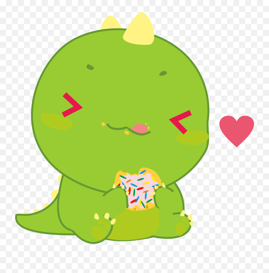 Cute Dino With Donut Clipart Free Download Transparent Png - Baby Dinosaur Eating Cookies Emoji,Donut Clipart