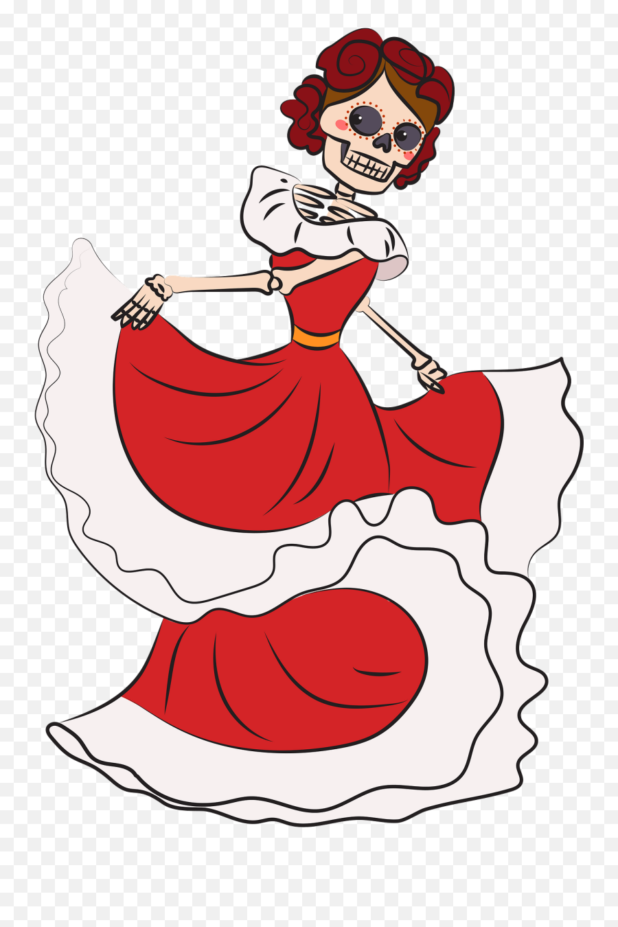 Dia De Los Muertos - Skeleton Woman Dancing Clipart Free Transparent Dia De Los Muertos Skeleton Emoji,Dancing Clipart