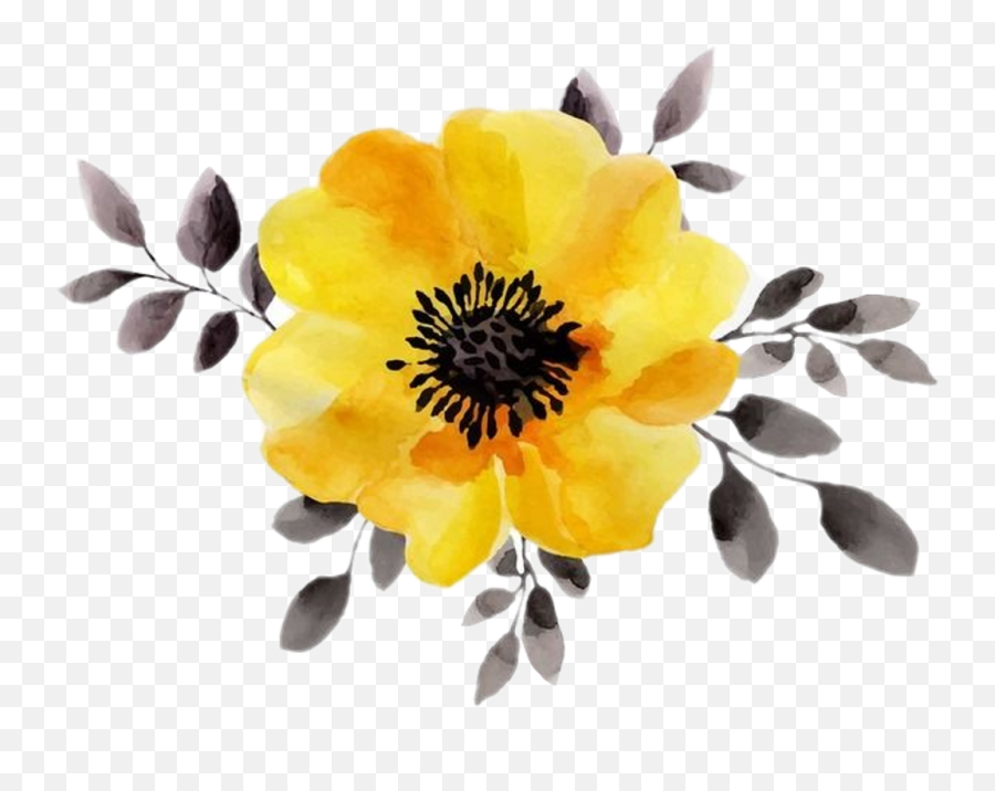 Yellow Watercolor Flowers Png - Watercolor Yellow Flower Clipart Emoji,Yellow Flower Transparent