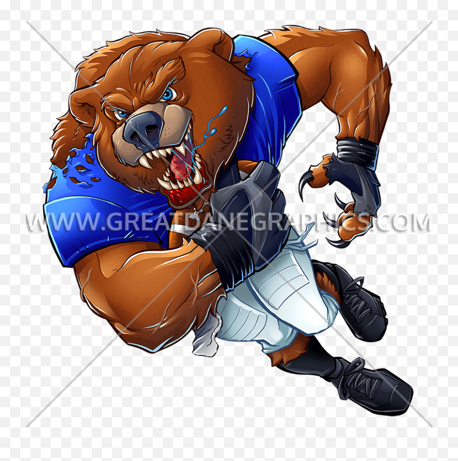 Football Bear Production Ready Artwork For T - Shirt Printing Emoji,Cartoon Bear Png