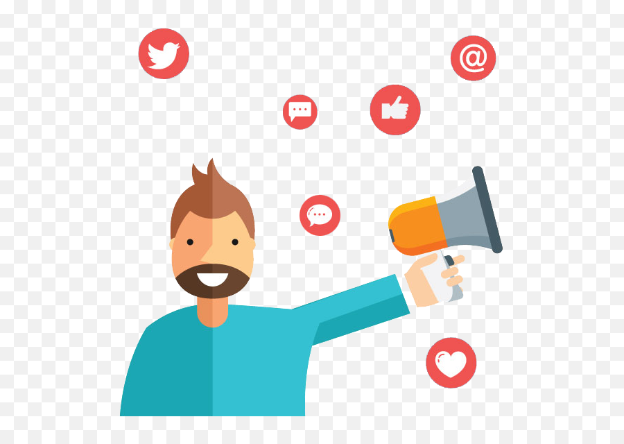 Man Holding Megaphone Surrounded By - Happy Emoji,Media Clipart