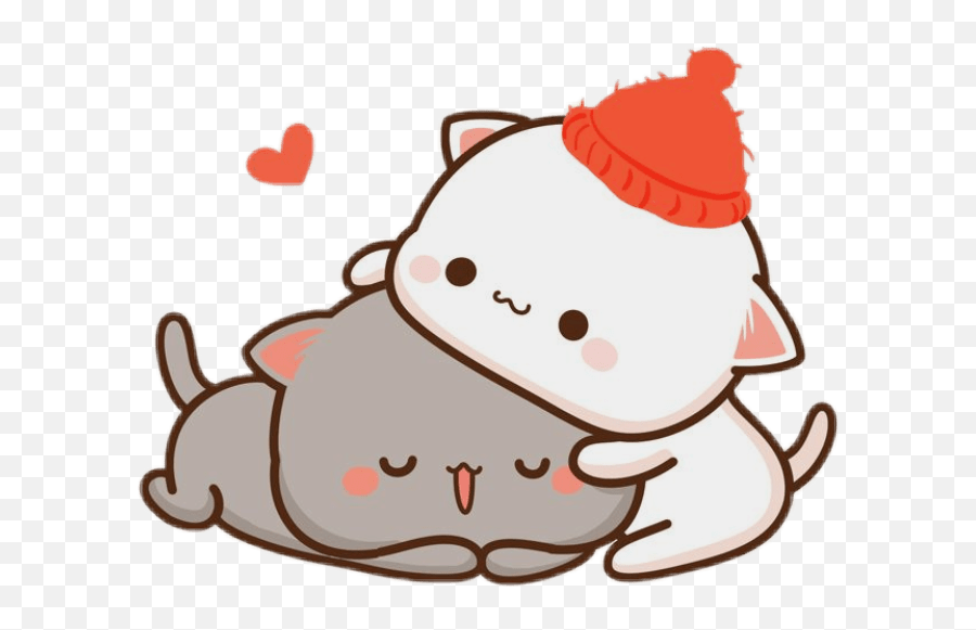 Freetoedit Cute Kawaii Cat Couple Love Hug Cuddle Kawaii Cat - Cute Kawaii Cat Emoji,Loving Clipart