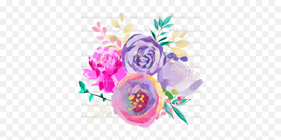 Download Purple And Gold Floral Bouquet 1 6 Back - Purple Emoji,Gold Flowers Png