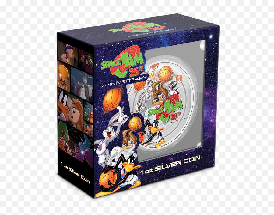 Space Jam 25th Anniversary 1oz Silver Coin New Zealand Mint Emoji,Warner Bros Animation Logo