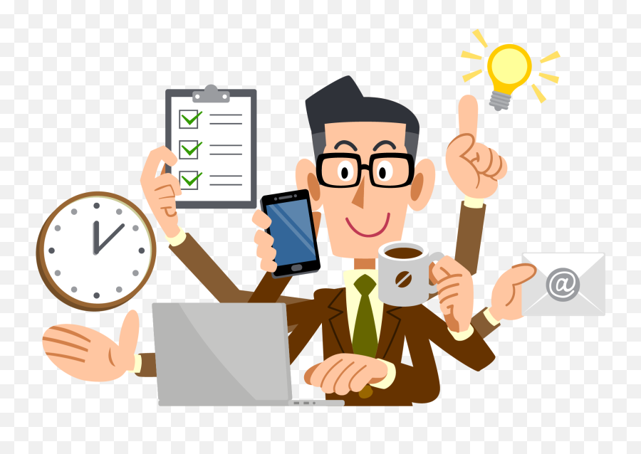 Employee Clipart Store Manager - Multitasking Businessman Emoji,Store Clipart
