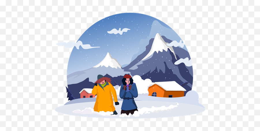 Premium People Walking In Snow Illustration Download In Png U0026 Vector Format - Polar Ice Cap Emoji,People Walking Png