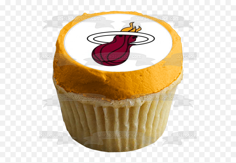 Miami Heat Sports Professional Basketball Team Logo Florida Edible Cupcake Topper Images Abpid09120 - Harry Potter Hogwarts Crest Cupcake Emoji,Basketball Team Logo