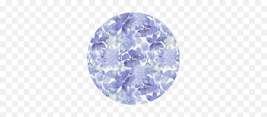 Blue Watercolor Flower Pattern Round Mousepad Id D155696 - Flower Watercolor Purple Pattern Emoji,Blue Watercolor Png