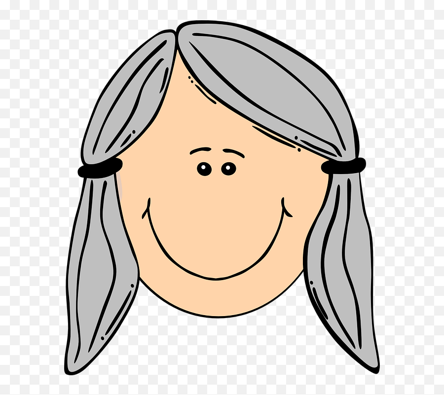 Gray Hair Png - Woman Face Old Hair Gray Smile Braid Sad Dibujo Niña Rubia Con Gafas Emoji,Sad Face Clipart